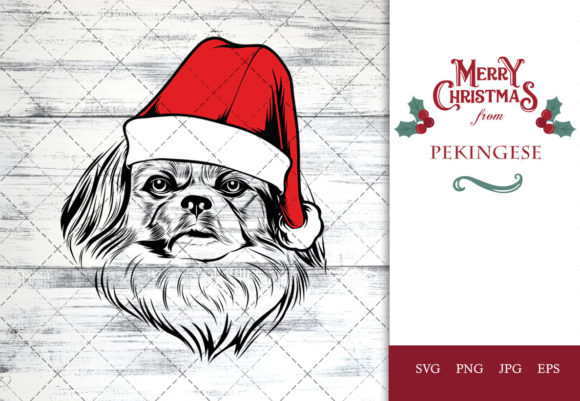 A Festive Pekingese Graphic for Crafts and Gifts