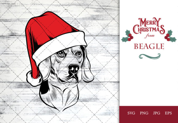 Beagle Dog in Santa Hat Graphic for Crafts & Festive Branding