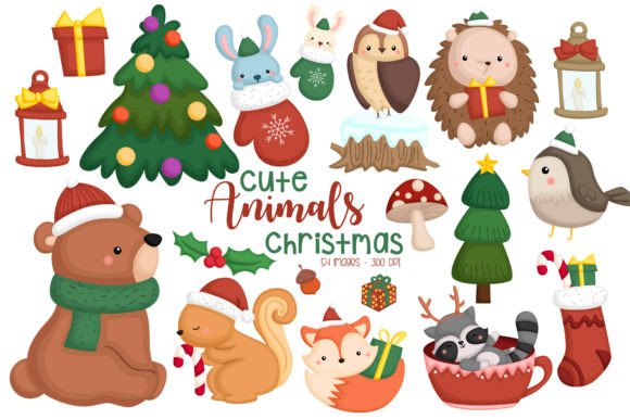 Christmas Animal Graphics for Small Brand Illustrations
