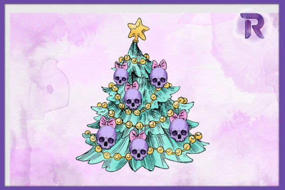Christmas with Skulls Pastel Goth Graphics for Crafts Branding