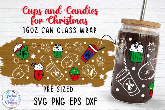 Cups Candies Christmas Wrap: A Seasonal Graphic Design Asset