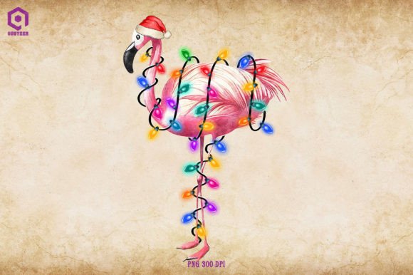 Flamingo Christmas Tree Lights Graphics for Festive Brands
