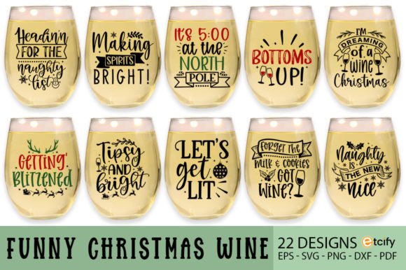 Funny Christmas Wine Glass SVG Bundle for Crafts & Graphics